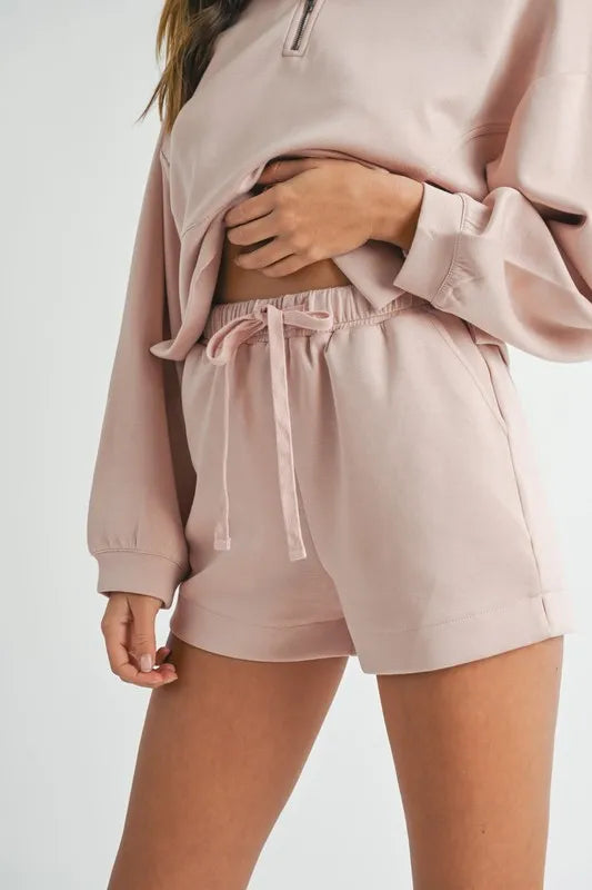 MABLE Half Zip Sweatshirt and Shorts Set OutfitFlow