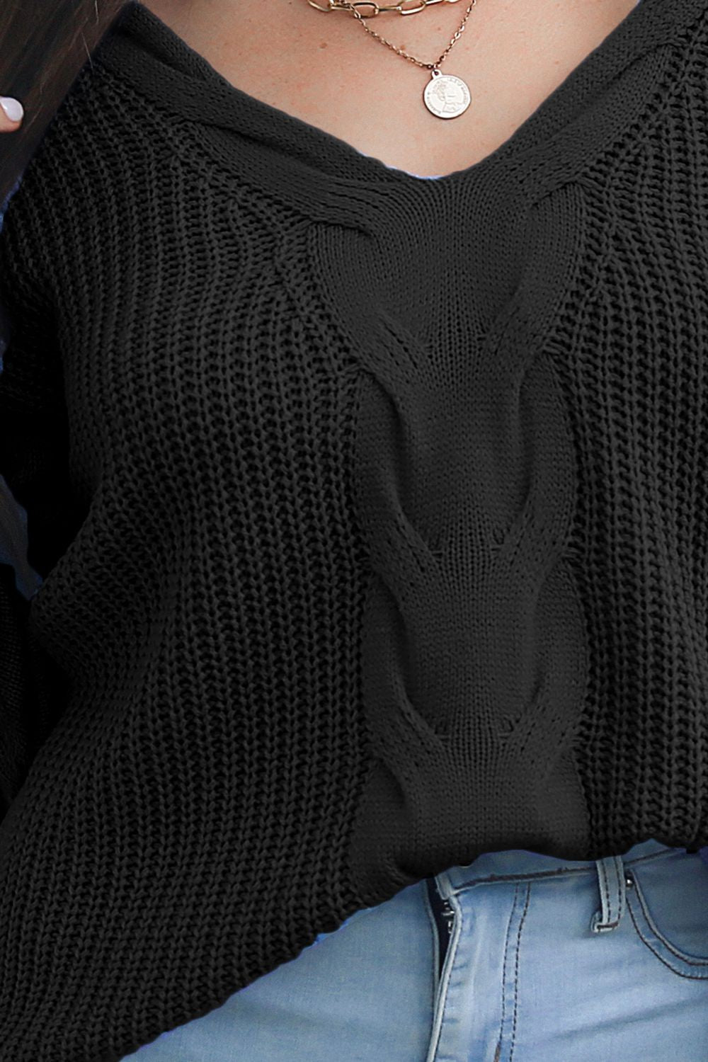 Cable-Knit V-Neck Sweater OutfitFlow
