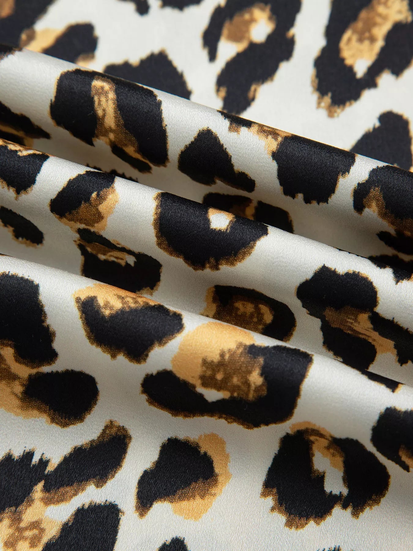 Leopard Print Ruffle Trim 3/4 Sleeve Loose Shirt Trendsi