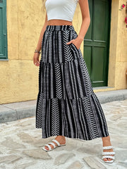 Printed High Waist Skirt OutfitFlow