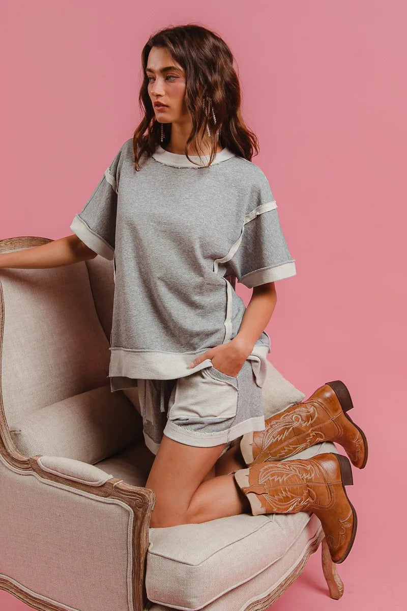BiBi French Terry Knit Shorts with Side Pocket OutfitFlow