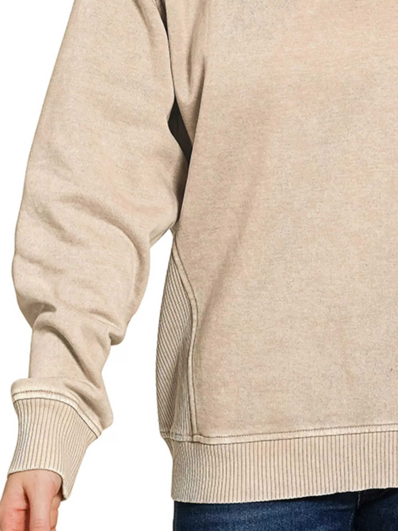 Zenana Acid Washed Fleece Sweatshirt with Side Rib Trendsi