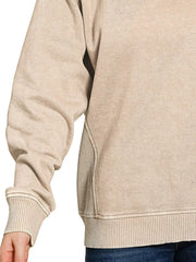 Zenana Acid Washed Fleece Sweatshirt with Side Rib Trendsi