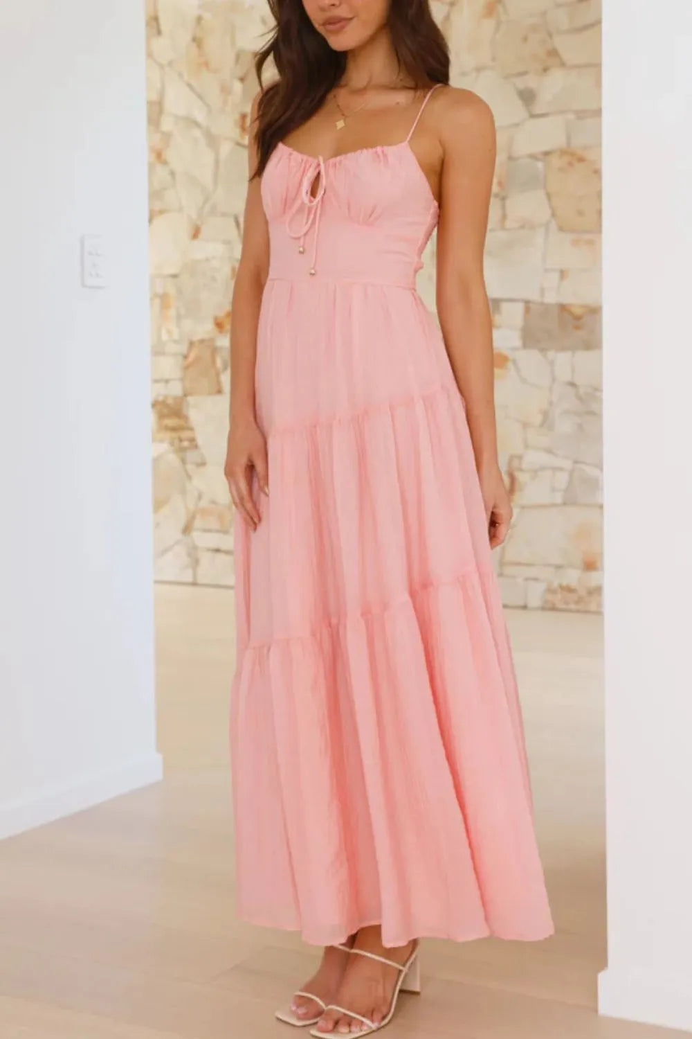 Ruched Smocked Back Cami Dress OutfitFlow