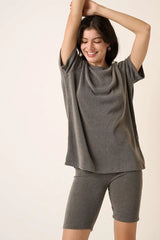 Mittoshop Rib Knit T-Shirt and Biker Short Set OutfitFlow