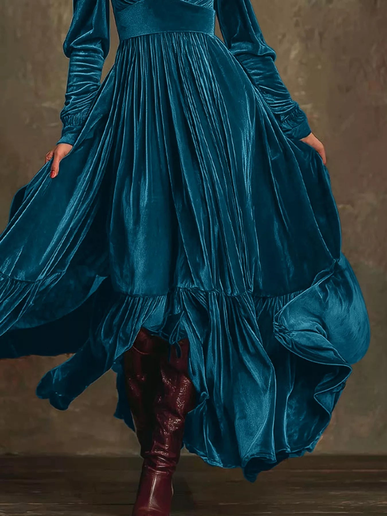 Velvet Deep V-Neck Maxi Dress OutfitFlow