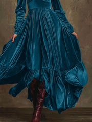 Velvet Deep V-Neck Maxi Dress OutfitFlow