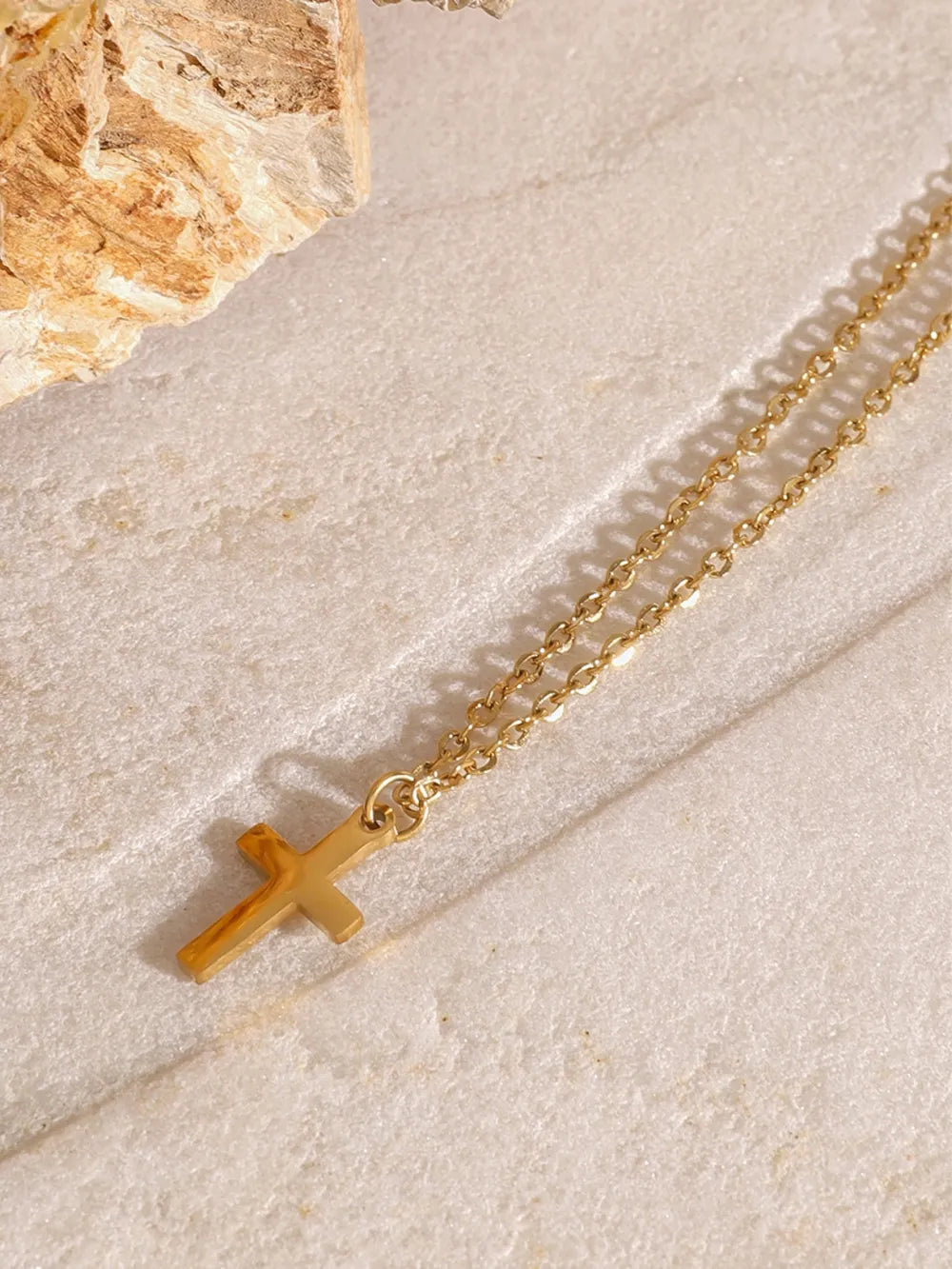 18K Gold-Plated Three-Layered Cross Necklace OutfitFlow