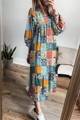 Floral Checkered V-Neck Dress OutfitFlow