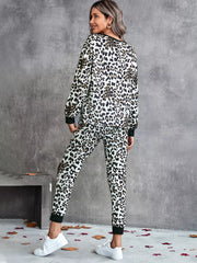 Leopard Long Sleeve Top and Pants Set OutfitFlow