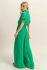 HYFVE Kimono Sleeve Crop Top and Wide Leg Pants Set OutfitFlow
