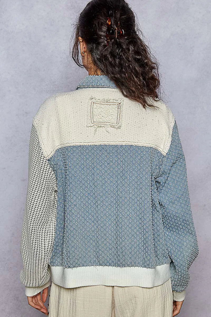 POL Lace Details Button Up Jacket with Chest Pockets OutfitFlow