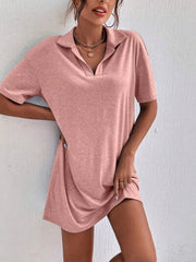 Johnny Collar Short Sleeve Polo Dress OutfitFlow