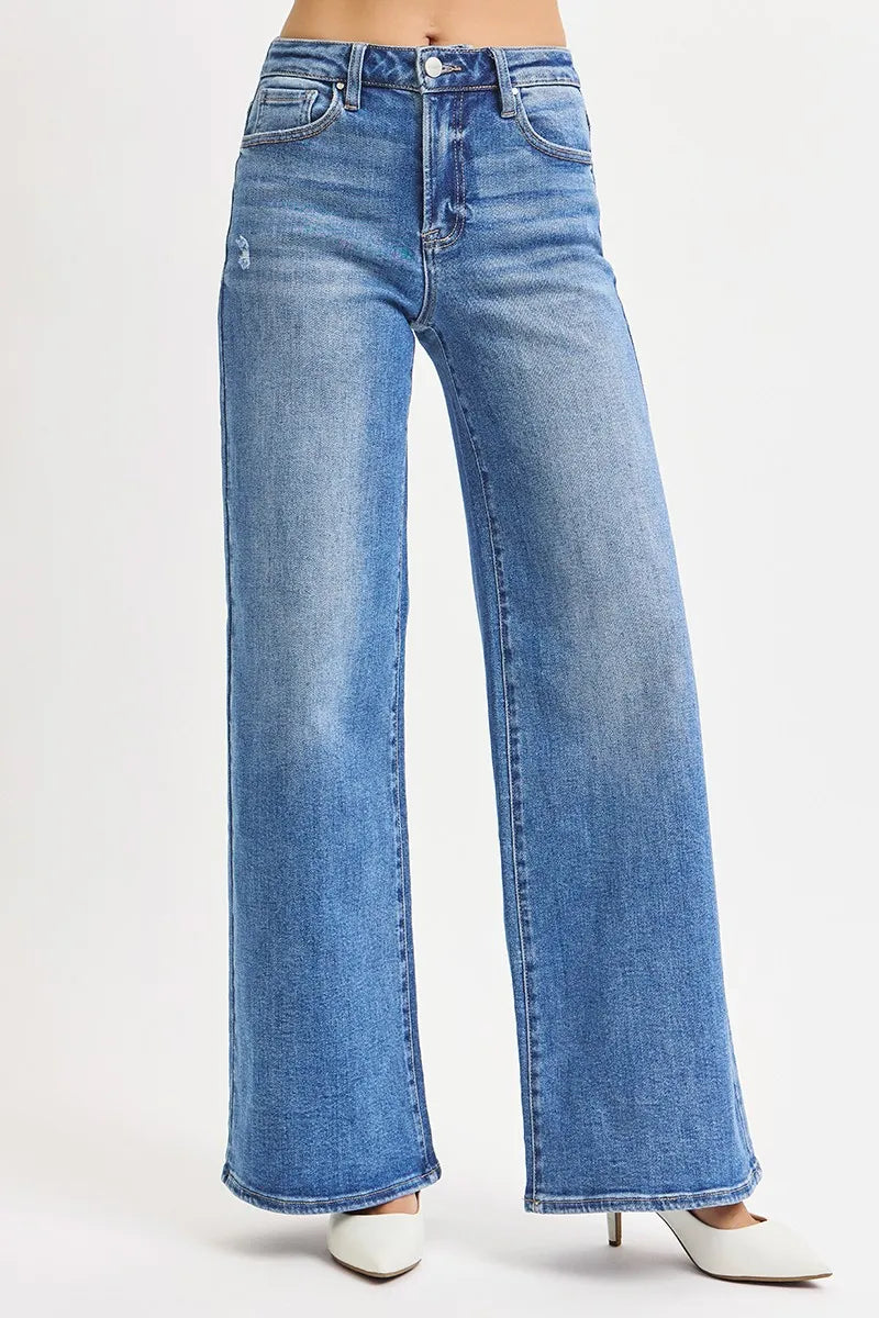 RISEN Full Size High Rise Wide Leg Jeans Plus Size OutfitFlow