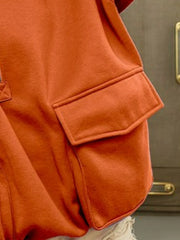 BiBi Half Zip Vintage Washed Fleece Hoodie OutfitFlow