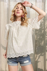 ADORA Ruffle Shoulder Blouse OutfitFlow