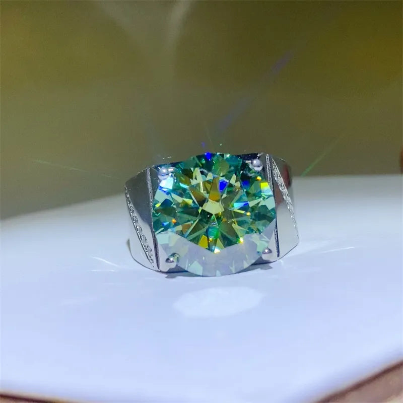 10 Carat Moissanite 925 Sterling Silver Signet Ring OutfitFlow