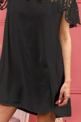 BiBi Crochet Lace Yoke Detailed Wrinkled Dress OutfitFlow