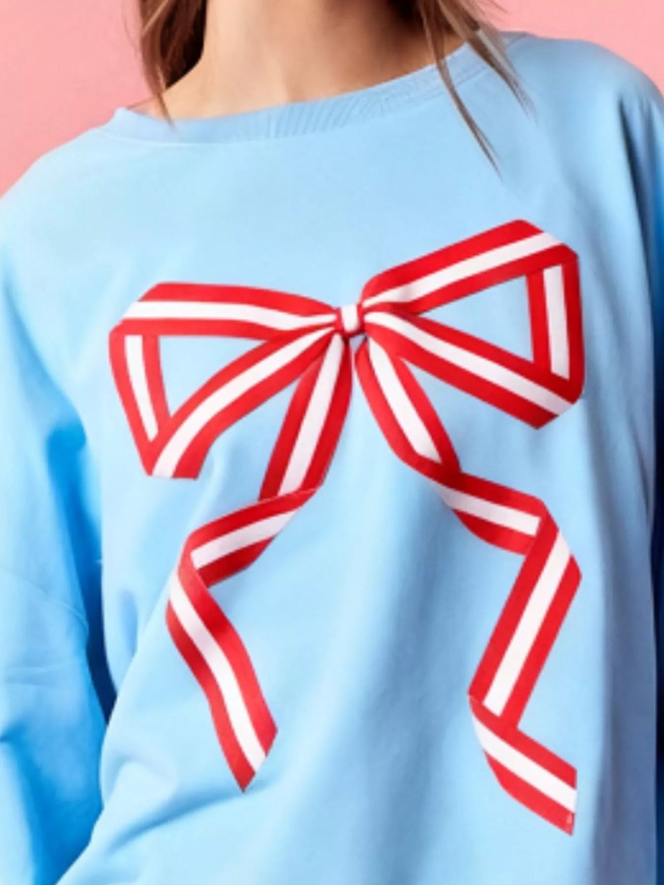 Bow Crew Neck Sweatshirt OutfitFlow