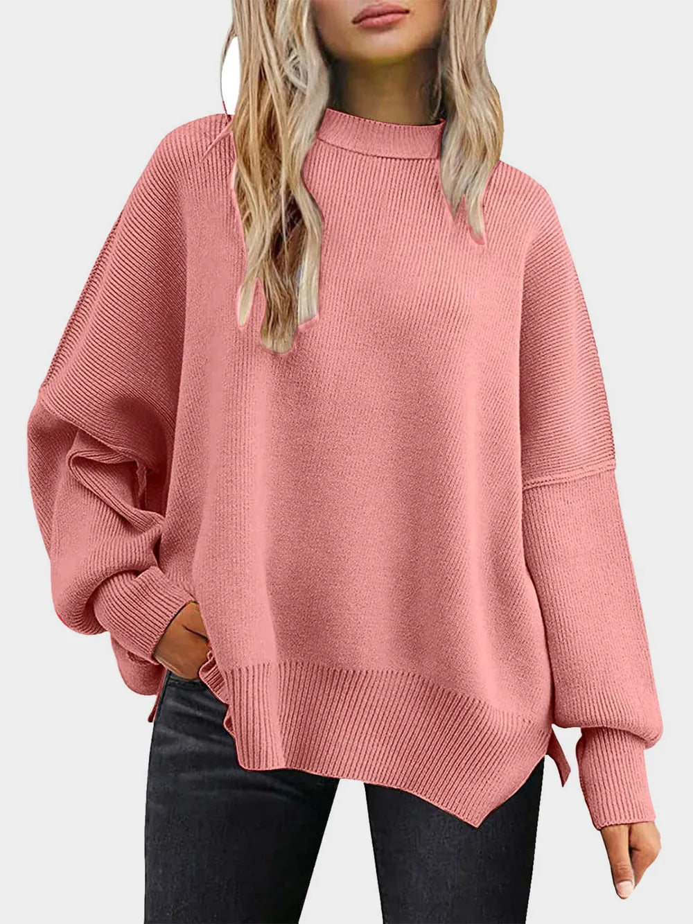 Round Neck Long Sleeve Sweater OutfitFlow
