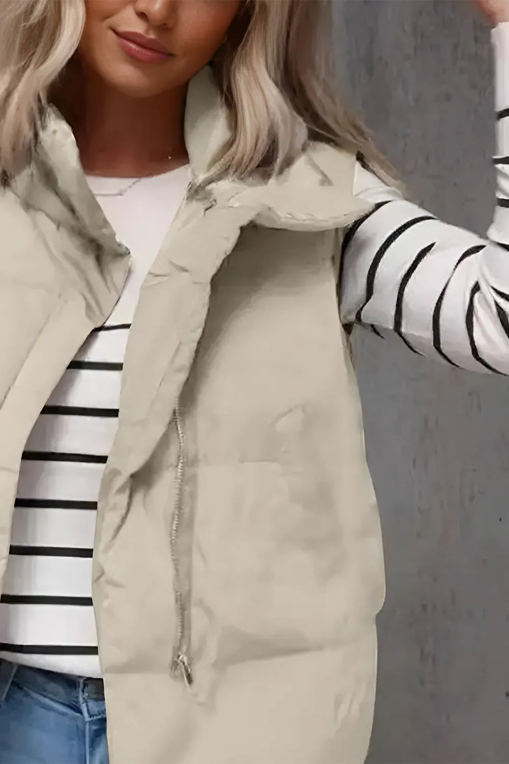 Zip Up Vest Coat with Pockets Trendsi