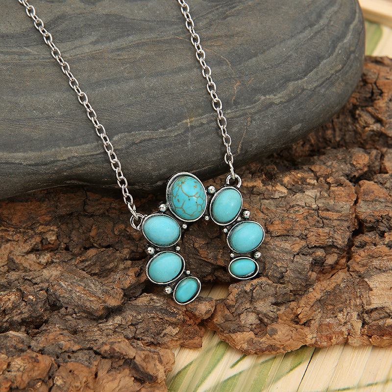 Outfit Flow - Artificial Turquoise Alloy Pendant Necklace