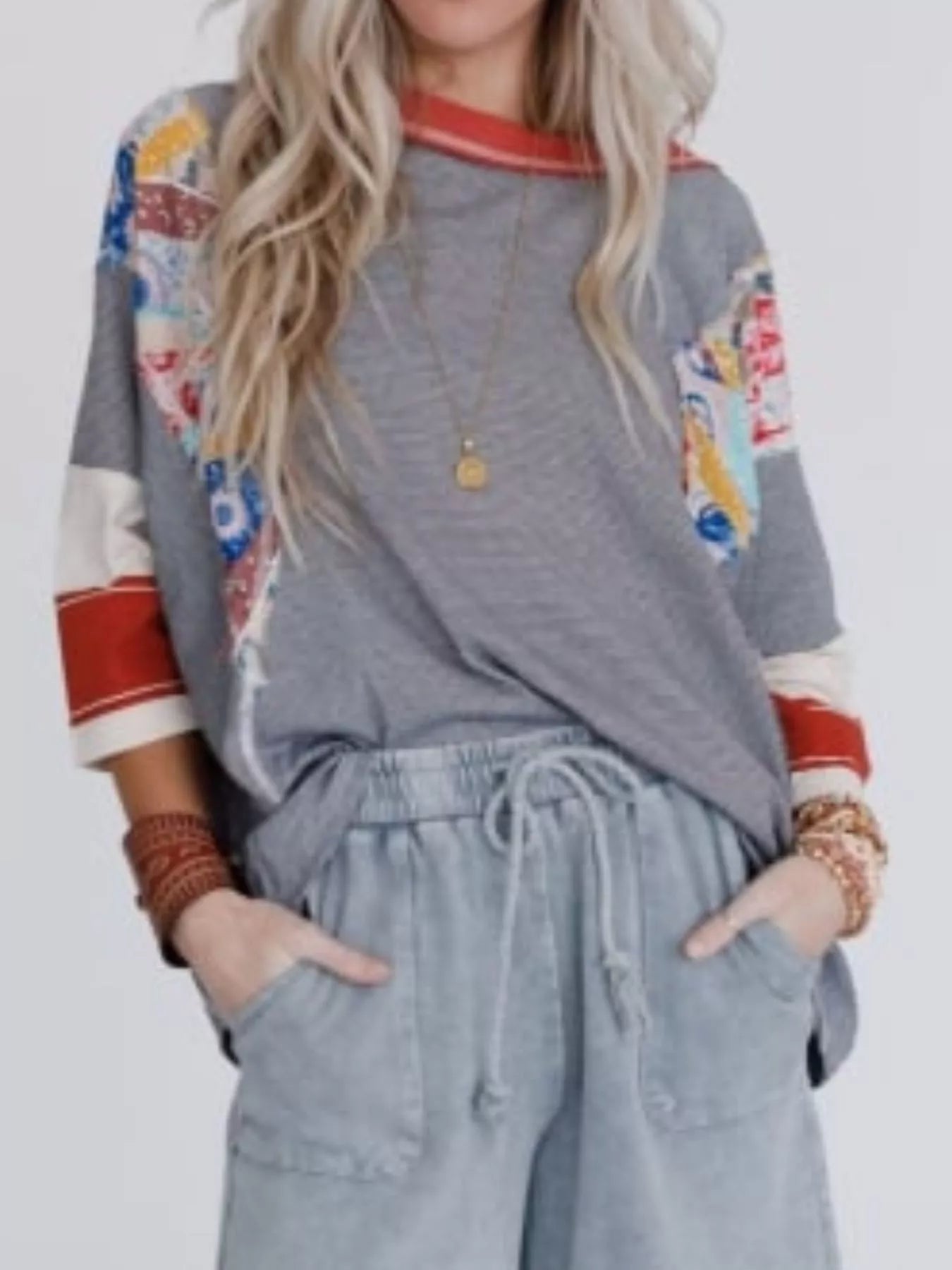 Striped Floral Long Sleeve T-Shirt OutfitFlow
