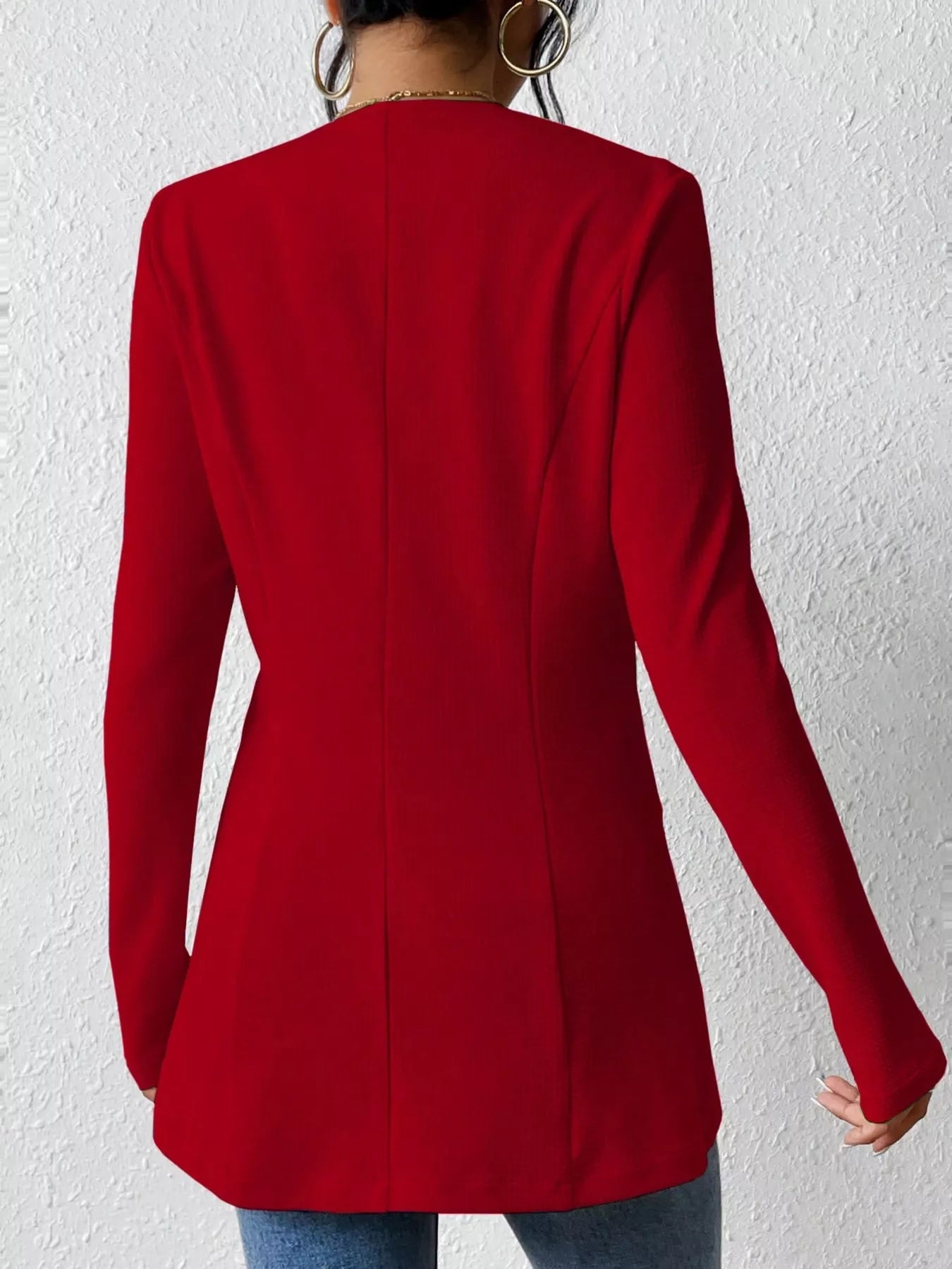One Button Long Sleeve Blazer OutfitFlow