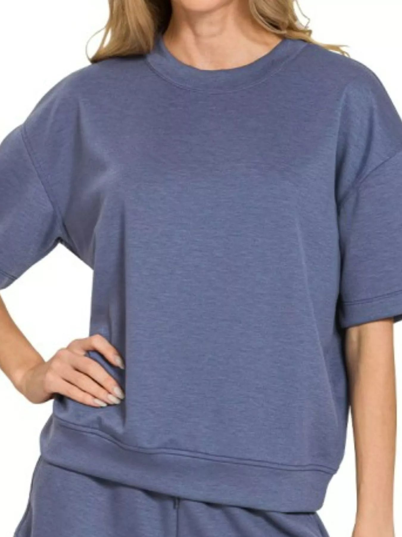 Zenana Scuba Short Sleeve Top & Shorts Set Trendsi