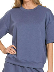 Zenana Scuba Short Sleeve Top & Shorts Set Trendsi