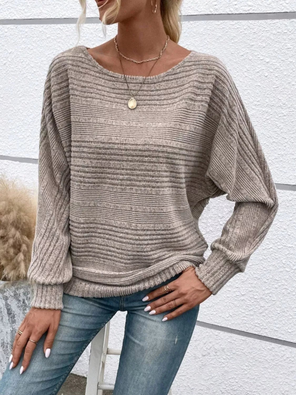 Relaxed Fit Ribbed Knit T-Shirt OutfitFlow