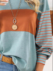 Striped Color Block Long Sleeve T-Shirt OutfitFlow
