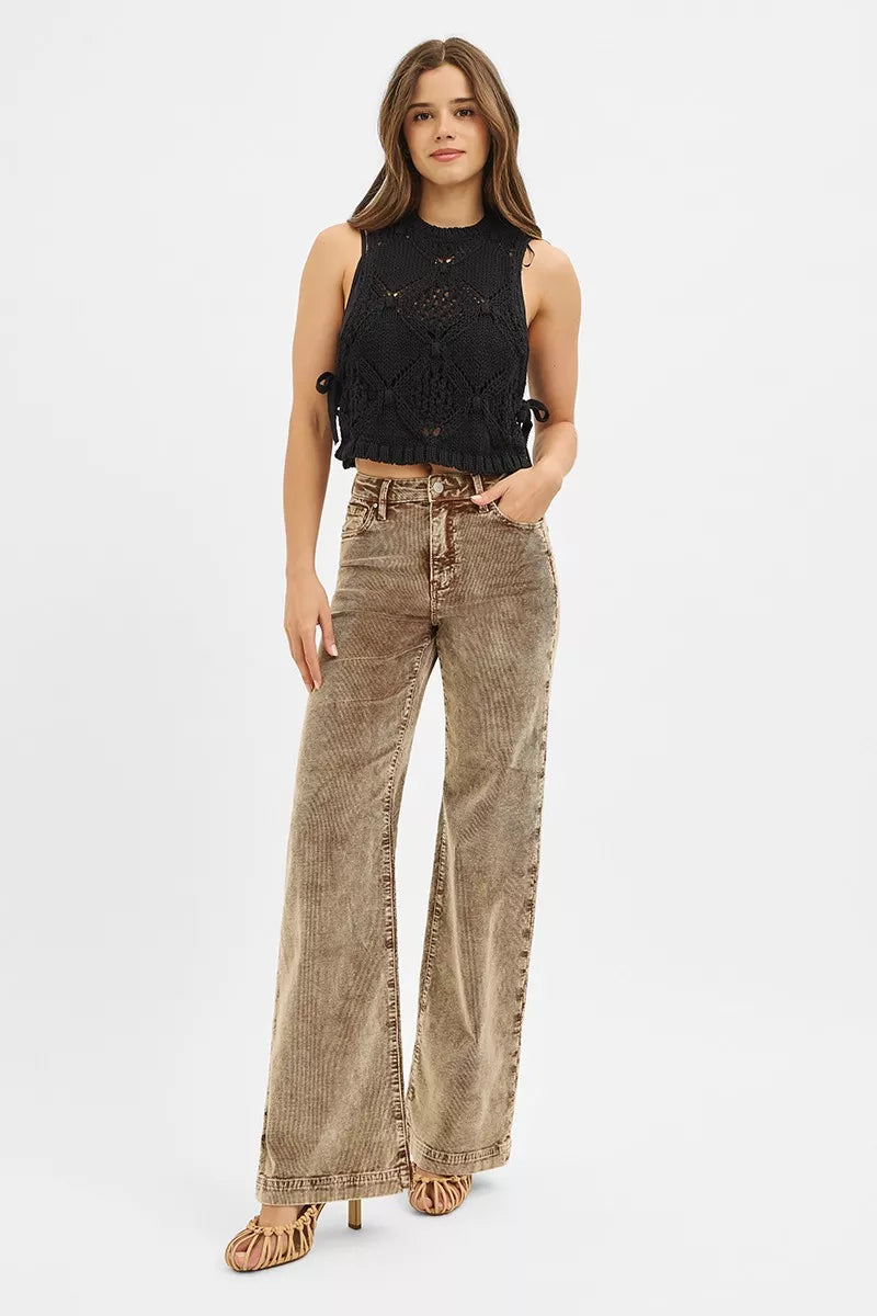 RISEN High Rise Wide Leg Corduroy Jeans OutfitFlow