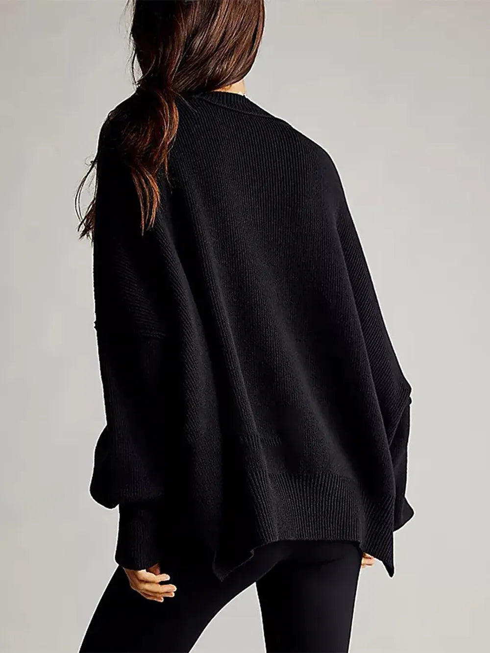 Round Neck Long Sleeve Sweater OutfitFlow