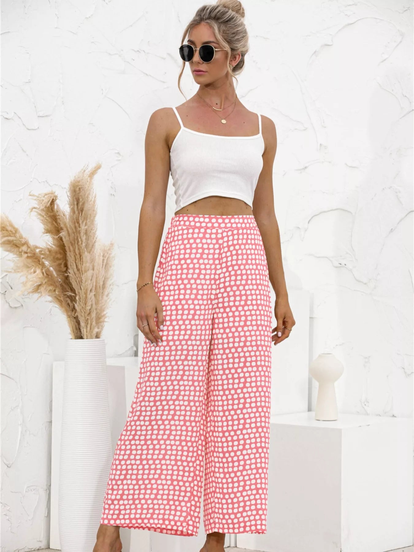 Polka Dot Wide Leg Pants OutfitFlow