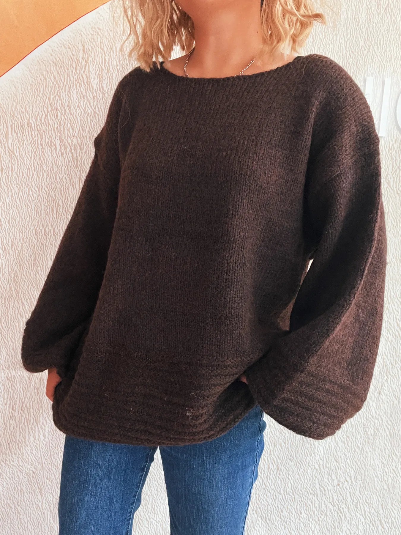 Relaxed Fit Round Neck Sweater Trendsi