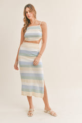 Outfit Flow - MABLE Striped Knit Cami and Midi Skirt Set