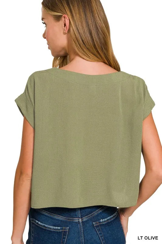Zenana Woven Crinkle Gauze Crop Tee and Skirt Set OutfitFlow