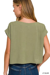 Zenana Woven Crinkle Gauze Crop Tee and Skirt Set OutfitFlow