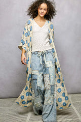 POL Open Front Floral Crochet Longline Cardigan Trendsi