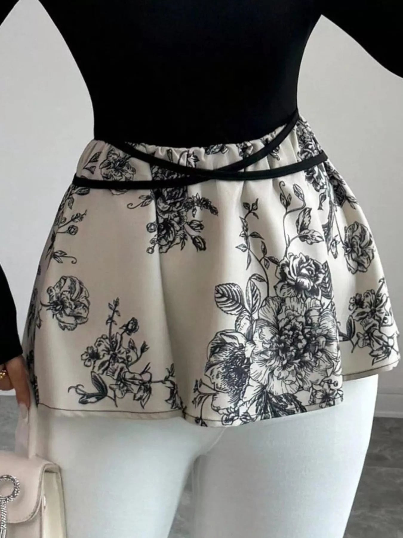 Floral Print Peplum Hem Long Sleeve Top OutfitFlow