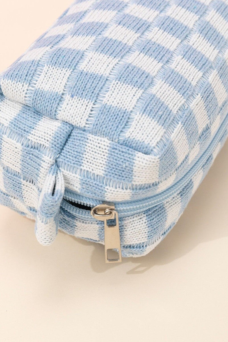 Outfit Flow - Zenana Checkered Pattern Knitted Cosmetic Pouch