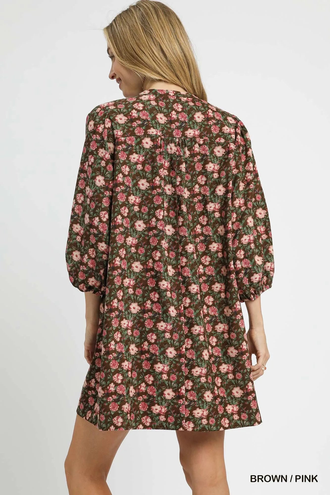 Umgee Floral Tie-Neck Babydoll Dress OutfitFlow
