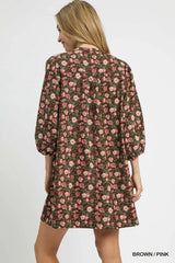 Umgee Floral Tie-Neck Babydoll Dress OutfitFlow
