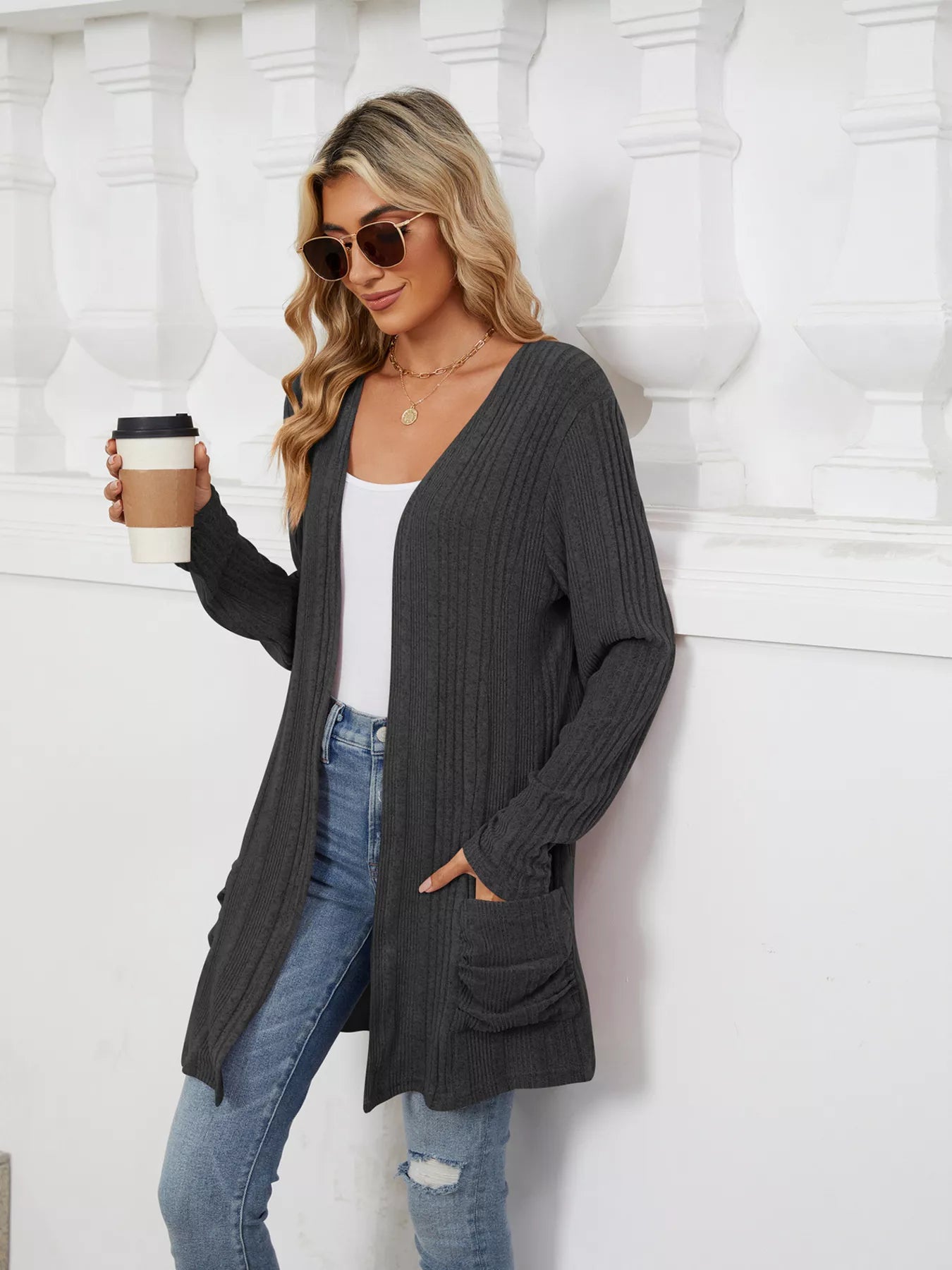 Open Front Long Cardigan OutfitFlow