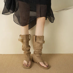 Toe Post Platform Sandals Camel OutfitFlow