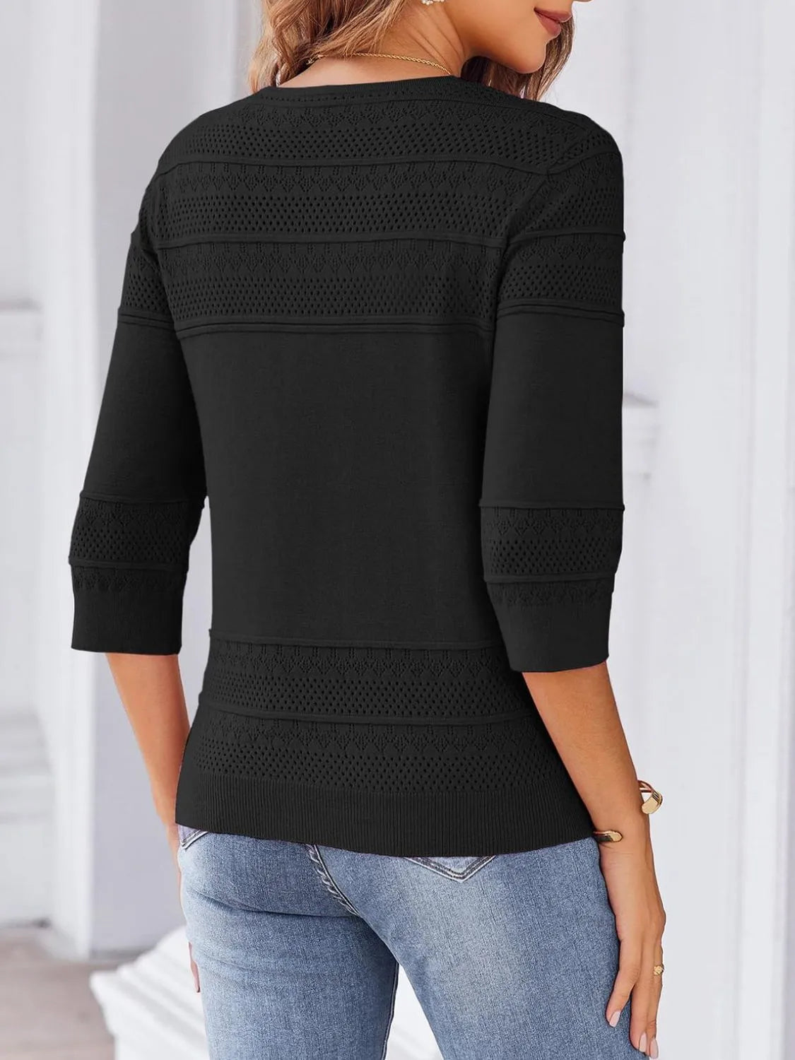 Button Up 3/4 Sleeve Cardigan OutfitFlow