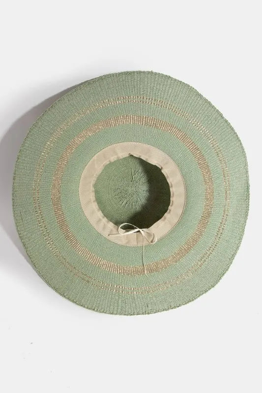 Fame Metallic Accent Trim Floppy Sun Hat OutfitFlow