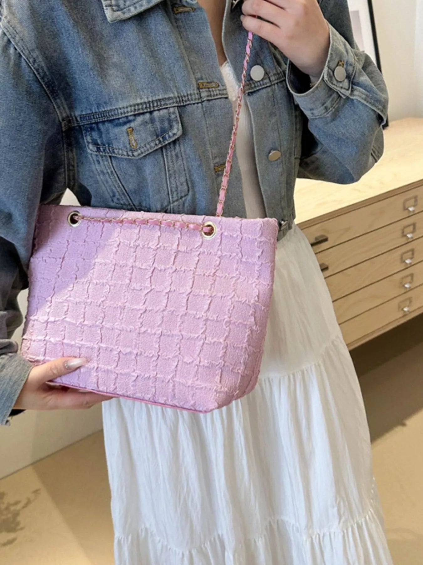 Tweed Chain Shoulder Bag OutfitFlow