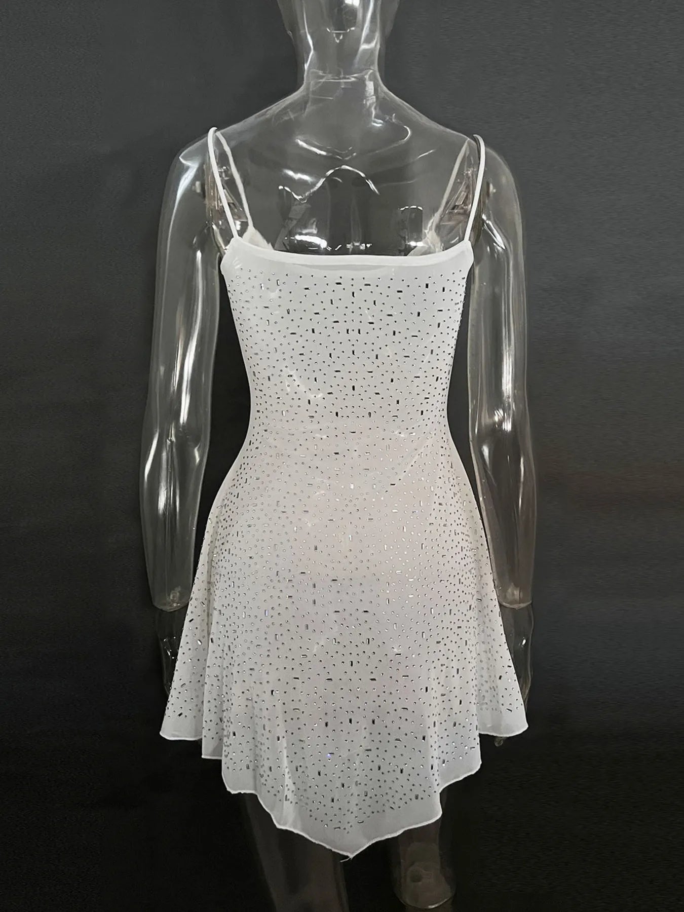 Rhinestone Decor Mini Cami Dress OutfitFlow